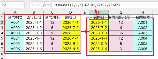 Excel中Choose函数：实现表格数据的任意顺序组合-爱办网